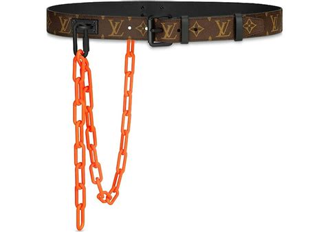 louis vuitton signature belt monogram chains 35mm brown/orange